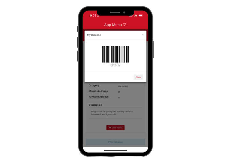 RhinoFit Fitness App with a Member Barcode