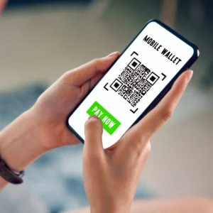 Image of mobile contactless payment from qr code 