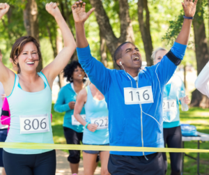 Image of people running in a 5k race at a fundraising event