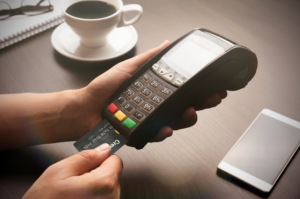Image of card inserting into a smart POS system