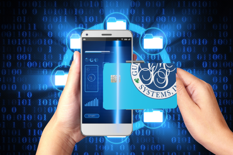 Image of a mobile credit card processing reader via iphone