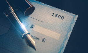 Image of an echeck payment solution, signing with a digital pen