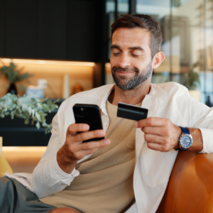 Image of a customer giving banking information through electronic checks